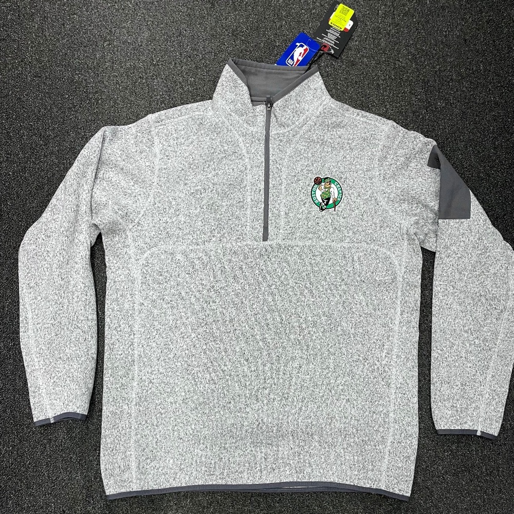 $125 NBA Boston Celtic XL Sweater 1/4 Zipped Signature Badge Embroidered